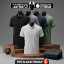 [Leva 5, Paga Só 3!] Camisa Polo Masculina Polirax em Seda Gelo, Poliéster e Spandex + 3 Bermudas e 1 Relógio GRÁTIS